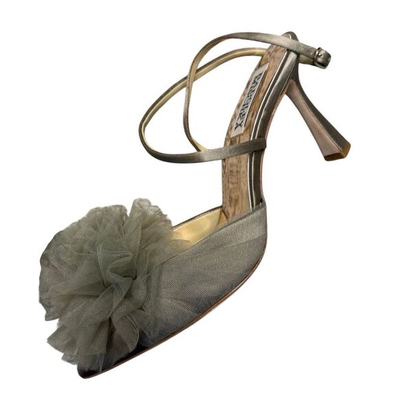 NWT BADGLEY MISCHKA tulle flower pointed toe heels size 6 - Picture 6 of 10